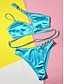 billiga Bikiniset-Dam Badkläder Bikini 2 st Kaxig Baddräkt Öppen rygg Smal Semester Standkläder Ensfärgat V-slits Ärmlös Baddräkter