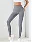 baratos Leggings lisas-Mulheres Delgado Comprimento total Bloco de cor Cinzento Preto Laranja Primavera &amp; Outono