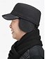 voordelige Herenhoeden-heren winter oorklep muts – zwarte imitatie wollen mix muts met imitatie leren rand, warm en winddicht ontwerp