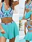 baratos Conjuntos de Bikini-Mulheres Roupa de Banho Biquíni 2 partes Saia roupa de banho Frente Única Delgado Férias Roupa de Praia Listra Halter pescoço Sem Manga Fatos de banho