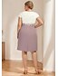 billiga Med jacka-Två Delar Skjol  Kolumn Klänning Set Mor till Bruden Klänning Bröllop Gäst Juvel Krage Knälängd Chiffon Satin Spets 3/4 Längd Ärmar Jacka Klänningar med Applikationer Racedag Klänning
