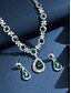 abordables Collier pour femme-ensemble de bijoux en cristal en forme de larme verte - collier et boucles d&#039;oreilles avec accents de strass pour femme, parfait pour les mariages et les événements formels