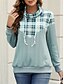 billiga Grafisk butik Sweatshirts &amp; Huvtröjor-dam sweatshirt ledig rutig street dailywear cow neck print långärmad rosa grön mörkgrå höst vinter