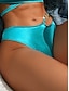 billiga Bikiniset-Dam Badkläder Bikini 2 st Kaxig Baddräkt Öppen rygg Smal Semester Standkläder Ensfärgat V-slits Ärmlös Baddräkter