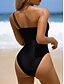 billiga One-piece-baddräkter-Dam Badkläder En bit Monokini Baddräkt Öppen rygg Magkontroll Hög midja Smal Semester Standkläder Leopard Ärmlös Baddräkter