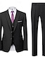 preiswerte Semi-formelle Anzüge-Herren Hochzeit Party-Abendmode Anzüge Schwarz Braun Geschäftlich Formell Einfarbig Standard Passform 3-teilig Einreihige Zwei-Knopf-Jacke