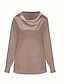 preiswerte Elegante Oberteile-Damen Hemd Elegant Satin Bluse Einfarbig Basic Lässig Langarm Wasserfallausschnitt Normale Oberteile Täglich Weiß Blau Braun Frühling &amp; Herbst Frühling, Herbst, Winter, Sommer