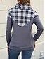 billiga Grafisk butik Sweatshirts &amp; Huvtröjor-dam sweatshirt ledig rutig street dailywear cow neck print långärmad rosa grön mörkgrå höst vinter