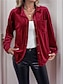 preiswerte Texturierte Oberteile-Damen Hemd Bluse Feste Farbe Basic Brautkleider schlicht Langarm V Ausschnitt Normale Oberteile Täglich Patchwork Knopf Tasche Wein Braun Grün Herbst Winter