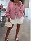 economico Cardigan e capispalla-Per donna Felpa Cardigan Informale Morbido Colore puro A coste Girocollo Lavorato a maglia Manica lunga Top regolari Maglia Esterno Giornaliero Fine settimana Rosa Beige Autunno Inverno