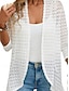 billige Kvinne Enkle Topper-Dame Uformell jakke utendørs Utskjæring Helfarge Vindtett Mote Normal Yttertøy 3/4 ermer Høst Hvit S