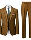 preiswerte Semi-formelle Anzüge-Herren Hochzeit Party-Abendmode Anzüge Schwarz Braun Geschäftlich Formell Einfarbig Standard Passform 3-teilig Einreihige Zwei-Knopf-Jacke