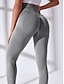 baratos Leggings lisas-Mulheres Delgado Comprimento total Bloco de cor Cinzento Preto Laranja Primavera &amp; Outono