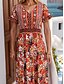 preiswerte Ausgefallene Kleider-Damen Maxidress Casual kleid Schaukelkleid A Linie Kleid Boho-Kleid Brautkleider schlicht Täglich Regular Fit Blumen Kurzarm V Ausschnitt Rote Sommer Frühling Herbst