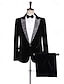 abordables Fiesta de cena-De los hombres Ropa de fiesta de noche Fiesta de baile Trajes Solapa de Muesca Negro Navidad Moda Retazos Estándar Juego de 2 piezas Recto 1 botón