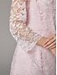 baratos Com jaqueta-Conjunto de Vestido de Dois Peças A-Line Vestido de Casamento na Praia Mãe da Noiva Vestido Elegante Plus Size Gola de Joia Comprimento Chá Chiffon com Renda Manga Curta Jaqueta com Cor Sólida