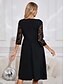 billige svart mini kjole-Dame Midikjole Svart kjole Cocktail Kjole Formell kjole Elegant Biskop Arbeid Normal عادي Langermet Firkantet hals Svart Høst Vinter