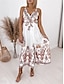 cheap Casual Dresses-Women&#039;s Polyester Floral V Neck Midi Dress Sleeveless Summer Spring