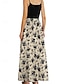 billige Nederdele-kvinders lange nederdel maxi nederdele patchwork blomstergrafik gå ud afslappet dagligt sommer elegant vintage blå sort blå kaki