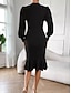 billige Kvinner svart kjole-Dame Mini kjole Uformell kjole Wrap-kjole Vanlig kjole Elegant Fritid Feriereise Stevnemøte Normal عادي Langermet Høy krage Svart Rosa Blå Høst Vinter
