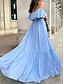 preiswerte Kleider für die Ferien-Damen Casual kleid Maxidress Rüsche Rückenfrei Brautkleider schlicht Schulterfrei Kurzarm Blau Fuchsie Grün Farbe