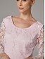 baratos Com jaqueta-Conjunto de Vestido de Dois Peças A-Line Vestido de Casamento na Praia Mãe da Noiva Vestido Elegante Plus Size Gola de Joia Comprimento Chá Chiffon com Renda Manga Curta Jaqueta com Cor Sólida