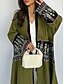 preiswerte Strickjacken und Oberbekleidung-Damen Freizeitjacke Freizeitskleidung Sommer Frühling Herbst Maxi Mantel Regular Fit Atmungsaktiv Künstlerisch / Retro Brautkleider schlicht Jacken Langarm Blumen Bestickt Schwarz Grün