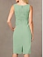 baratos Com jaqueta-Vestido Tubo  Coluna 2 Peças Casamento na Praia Conjunto Mãe da Noiva Vestido Simples Decote Redondo Comprimento do Joelho Tecido Stretch Vestidos com Jaqueta com Bordados Apliques Vestido Dia de