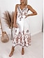 cheap Casual Dresses-Women&#039;s Polyester Floral V Neck Midi Dress Sleeveless Summer Spring