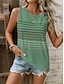 tanie Tank topy i topy na ramiączkach damskie-Koszulka na ramiączkach dla kobiet kamizelka modny streetwear w paski nadruk bez rękawów regularne topy dekolt okrągły casual zielona letnia