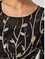 economico NERO-Abito da sera a trapezio elegante abbigliamento per matrimoni invitati lunghezza alla caviglia maniche 3/4 scollo a gioiello nylon con glitter