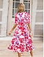 cheap Casual Dresses-Women&#039;s Polyester Floral V Neck Maxi Dress Short Sleeve Summer Spring