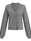 billige Cardigans og overtøj-Dame Bluse Cardigan Afslappet Blødt Ren farve Hæklet V-hals Knapper Lomme Strikket Langærmet Almindelige toppe Strikke udendørs Daglig Weekend Grøn Kakifarvet Sommer Forår
