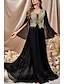 cheap Evening Dresses-A-Line Evening Gown Elegant Dress Wedding Christmas Sweep / Brush Train Long Sleeve V Neck Chiffon with Glitter 2024