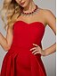 abordables ROUGE-Combinaisons Robe de Soirée Élégante Robe Invité de Mariage Longueur de Sol Sans Manches Coeur Satin avec Nœud(x) Jupe Overskirt