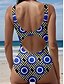 billiga One-piece-baddräkter-Damens badkläder En-delad monokini baddräkt utan rygg magkontroll hög midja smal semester strandkläder geometrisk U-hals axelbandslös baddräkt