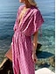 preiswerte Kleider für die Ferien-Frauen geometrische v-ausschnitt maxi kleid halbe ärmel sommer frühling
