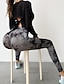 abordables Leggings y mallas de yoga-Mujer Pantalones de yoga Mallas Leggings de Yoga Alta cintura Pilates Entrenamiento de gimnasio Rutina de ejercicio Mallas Leggings Tie-dye Negro Borgoña Azul Licra Otoño Deportes Ropa de Deporte
