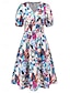 cheap Casual Dresses-Women&#039;s Polyester Floral V Neck Maxi Dress Short Sleeve Summer Spring