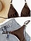 tanie Zestawy bikini-Damskie Stroje kąpielowe Bikini 2 szt Bezczelny Kostium kąpielowy Odkryte plecy Szczupła Urlop Stroje plażowe Jednokolorowe Kantarka Bez rękawów Kostiumy kąpielowe