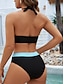 baratos Conjuntos de Bikini-Mulheres Roupa de Banho Biquíni roupa de banho Férias Moda Bloco de cor Sem Manga Fatos de banho