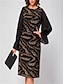 voordelige mini zwarte jurk-Dames Halflange jurk Zwarte jurk Effen Kleur Modieus Volwassen Feest Dagelijks Afspraakje Ruimvallend Lange mouw Strakke ronde hals Jurk Normale pasvorm Zwart Wit Bruin Lente Herfst S M L XL XXL