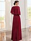 economico Lunghezza del pavimento-Abito A-Line per la madre della sposa elegante scollo a gioiello lunghezza totale chiffon pizzo maniche a metà lunghezza con applicazioni colore solido