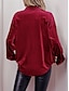 preiswerte Texturierte Oberteile-Damen Hemd Bluse Feste Farbe Basic Brautkleider schlicht Langarm V Ausschnitt Normale Oberteile Täglich Patchwork Knopf Tasche Wein Braun Grün Herbst Winter