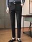 abordables Mince-Homme Remise de diplôme Dress Pants works Pantalons Chinos Pantalon en tweed Boutons Avec Poches Couleur Unie Confort Formel Soirée Travail Mode Style Classique Noir Kaki Micro-Élastique