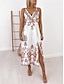 cheap Casual Dresses-Women&#039;s Polyester Floral V Neck Midi Dress Sleeveless Summer Spring