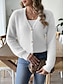 cheap Cardigans &amp; Outerwears-Women&#039;s Cardigan V Neck Ribbed Knit Knitted Fall Winter Outdoor Daily Fashion Streetwear Daily Long Sleeve Solid Color Black White