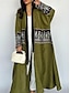 preiswerte Strickjacken und Oberbekleidung-Damen Freizeitjacke Freizeitskleidung Sommer Frühling Herbst Maxi Mantel Regular Fit Atmungsaktiv Künstlerisch / Retro Brautkleider schlicht Jacken Langarm Blumen Bestickt Schwarz Grün