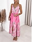 cheap Casual Dresses-Women&#039;s Polyester Floral V Neck Midi Dress Sleeveless Summer Spring