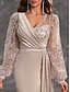 preiswerte Sekt-Meerjungfrau  Trompeten-Abendkleid Elegantes Kleid Karneval Hochzeitsgast Gericht Zug Lange Ärmel V-Ausschnitt Nylon mit Glitzer